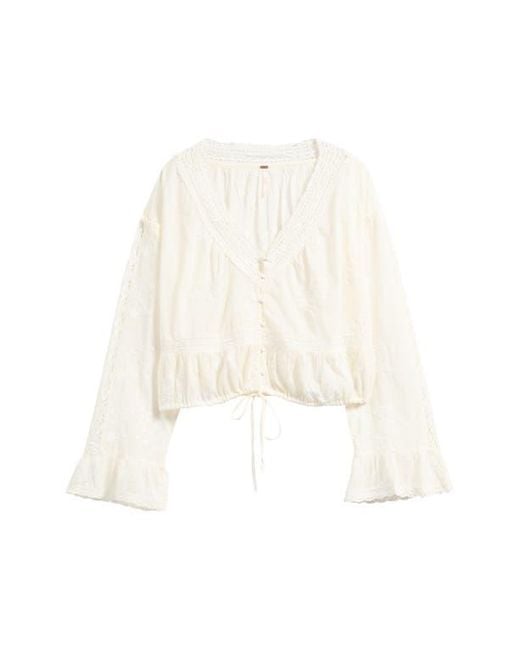 Free People Gray Sweet Love Crop Shirt
