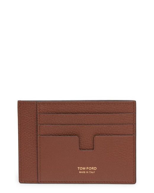 Tom Ford Brown Large T-Line Soft Grain Leather Card Holder for men