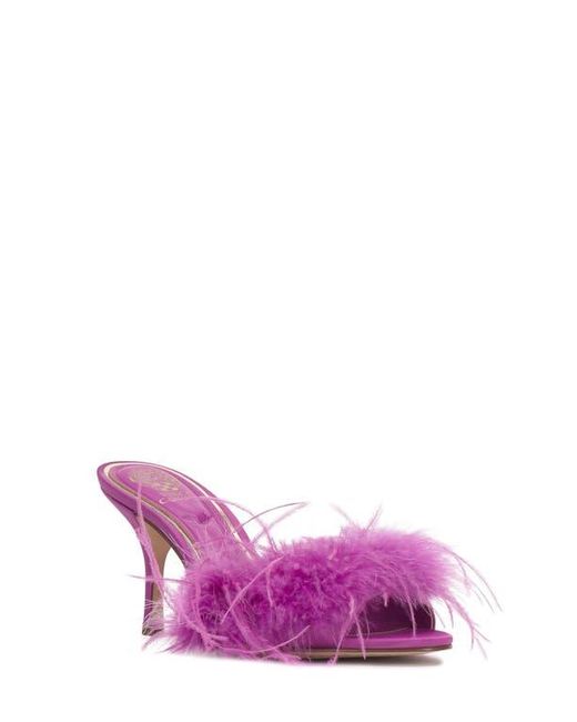 Vince Camuto Pink Paelly Faux Feather Slide Sandal