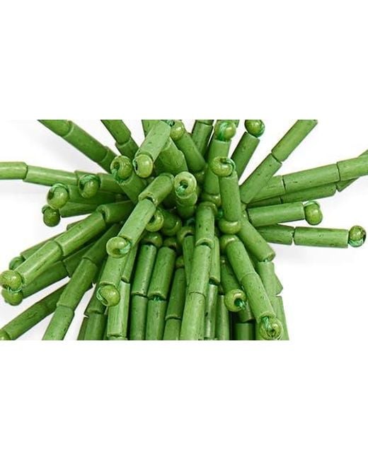 Oscar de la Renta Green Firework Beaded Tassel Earrings