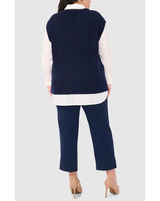 Halogen® Blue Layered Look Sweater Vest
