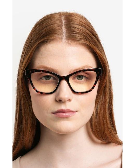 Kate Spade Blue Gracelyn 54Mm Light Blocking Rectangular Reading Glasses