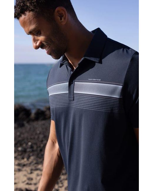 Travis Mathew Blue State Of The Art 2.0 Chest Stripe Polo for men