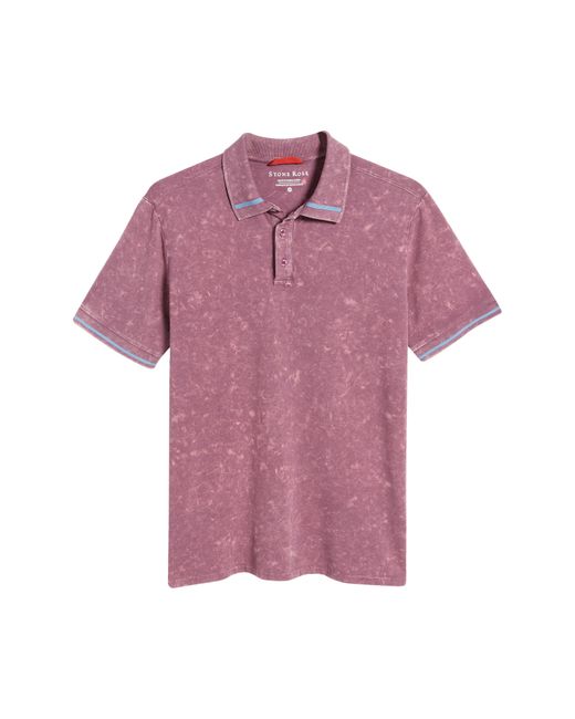 Stone Rose Purple Tipped Acid Wash Performance Jersey Polo for men