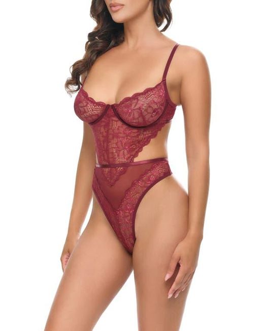 Oh La La Cheri Red Quinn Floral Lace Teddy