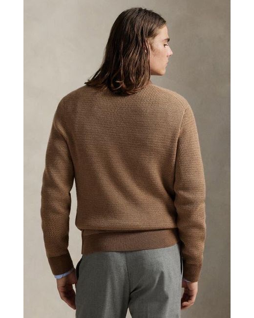 Polo Ralph Lauren Brown Textured Wool Quarter Zip Sweater for men