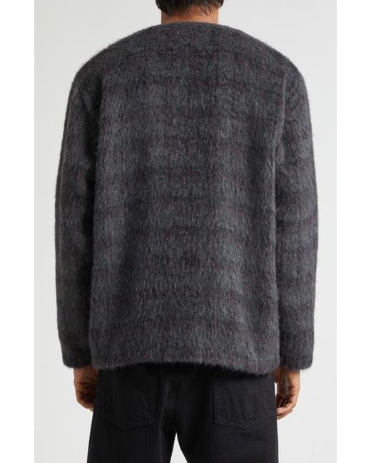 Our Legacy Fuzzy Check Wool & Alpaca Blend Cardigan in Black for