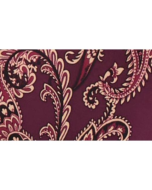 Jones New York Red Paisley Print Puff Sleeve Top