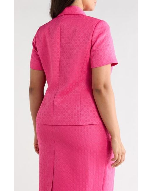 Kasper Pink Jacquard Three-Button Jacket
