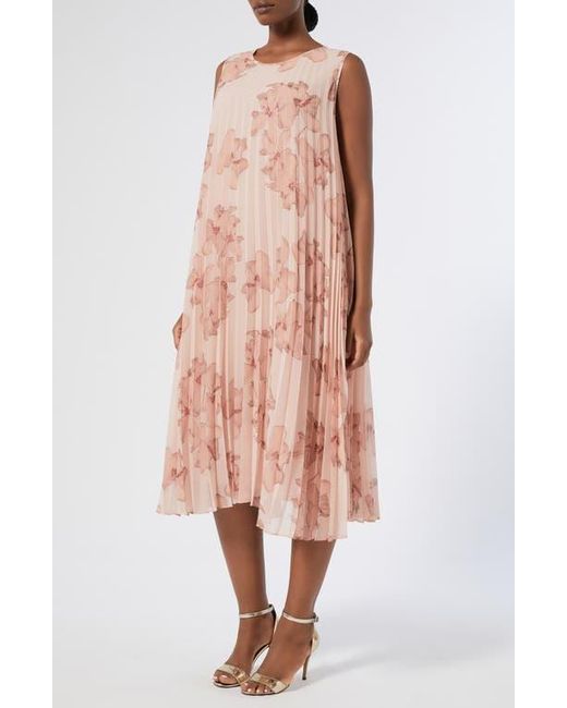 Marina Rinaldi Pink Oria Floral Sleeveless Pleated Dress