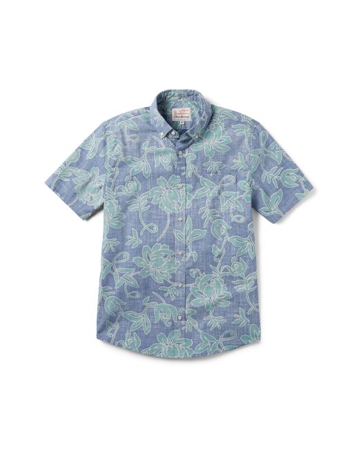 Reyn Spooner Blue X Alfred Shaheen Classic Pareau Tailored Fit Floral Short Sleeve Button-down Shirt for men