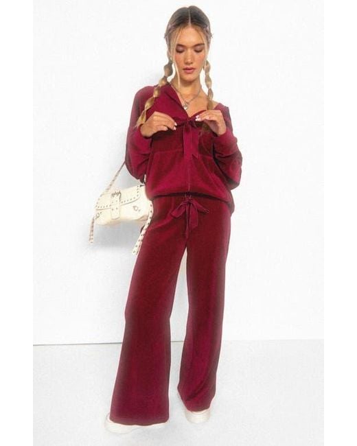 Florence By Mills Red Oversize Velour Hoodie
