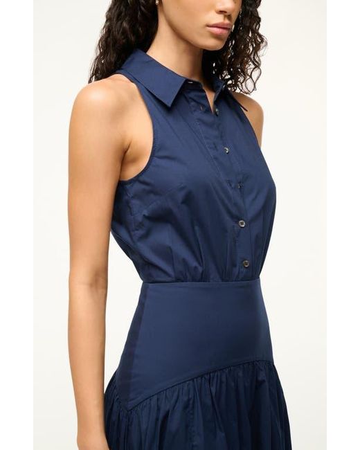 Staud Blue Romy Sleeveless Maxi Shirtdress