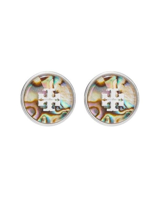 Tory Burch Multicolor Abalone Stud Earrings
