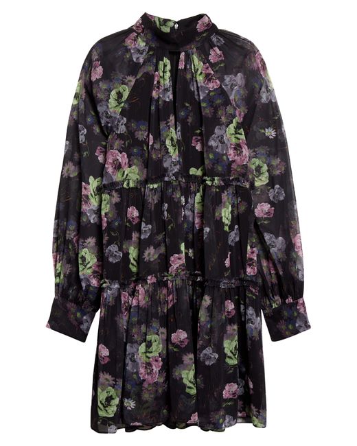 Cinq À Sept Black Revina Midnight Bloom Floral Print Long Sleeve Dress