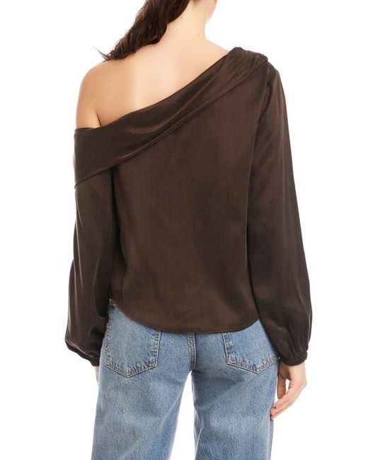 Fifteen Twenty Black Marisa One-Shoulder Satin Top