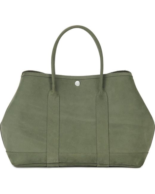 EZRA ARTHUR Green Audrey Velvet Leather Tote Bag
