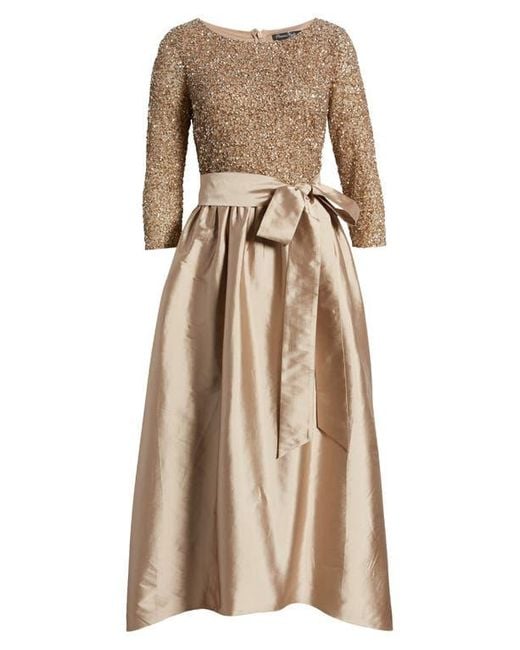 Pisarro Nights Beaded Bodice Taffeta A-Line Gown in Natural | Lyst Pisarro Nights Beaded Bodice Taffeta A-Line Gown in Natural | Lyst