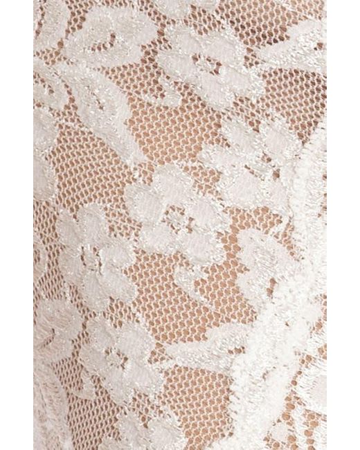 In Bloom White Plunge Neck Lace Thong Teddy