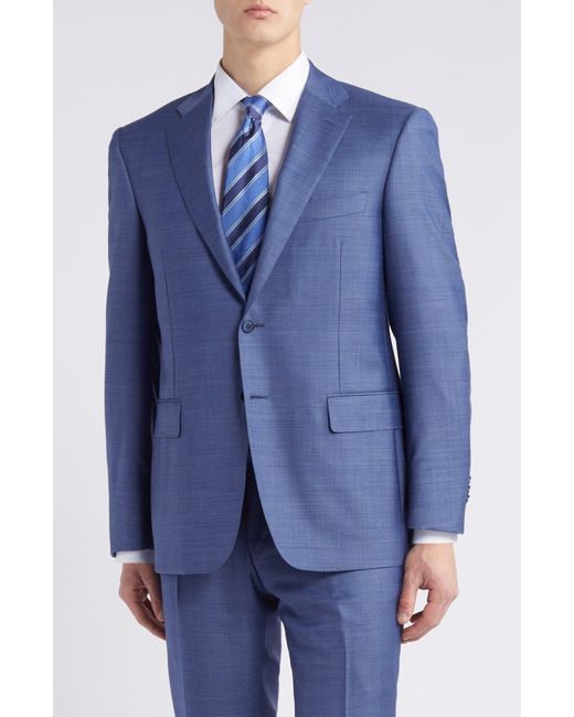 Canali Blue Siena Regular Fit Mélange Wool Suit for men