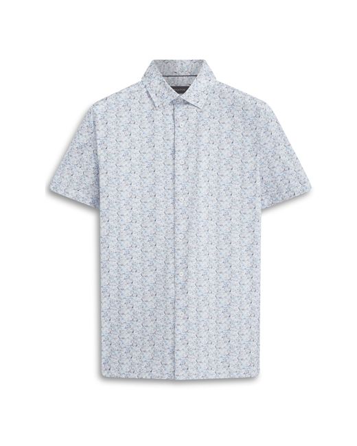 Bugatchi Blue Milo Ooohcotton Floral Short Sleeve Button-up Shirt for men