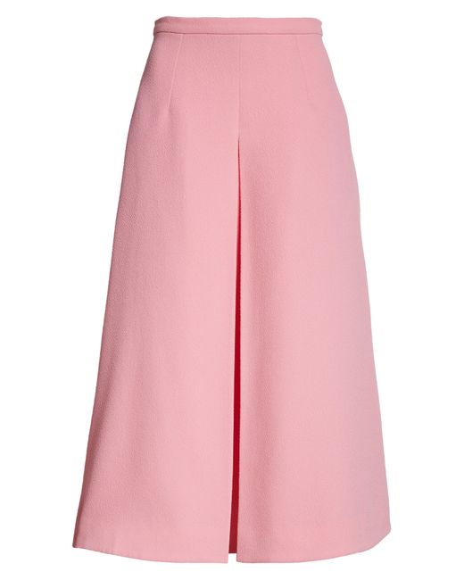 Emilia Wickstead Pink Sato Front Pleat Crepe Midi Skirt