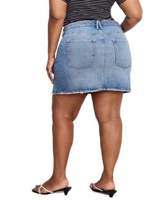 GOOD AMERICAN Blue '90S Raw Hem Denim Miniskirt