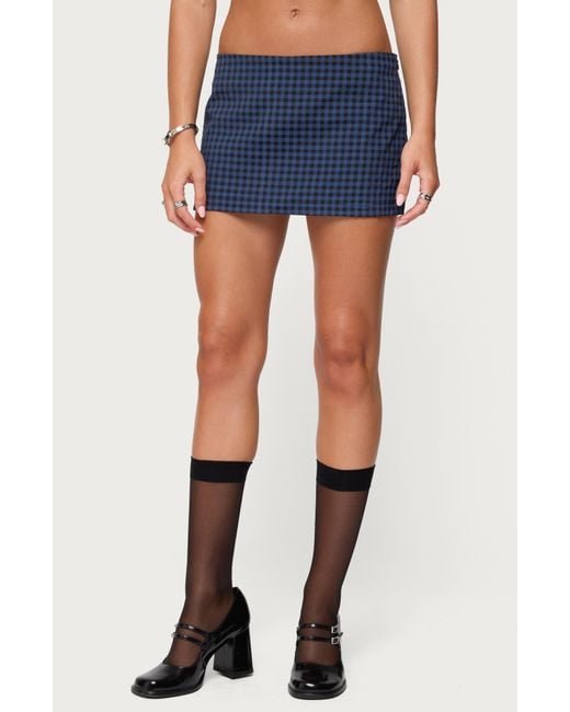 Edikted Blue Winsley Gingham Mini Skort