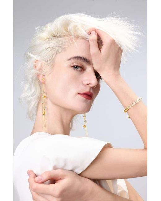 Classicharms Metallic Frostlily Mini Clear Crystal And Bead Drop Earrings
