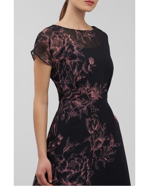 Kay Unger Black Mariellla Floral Cocktail Dress