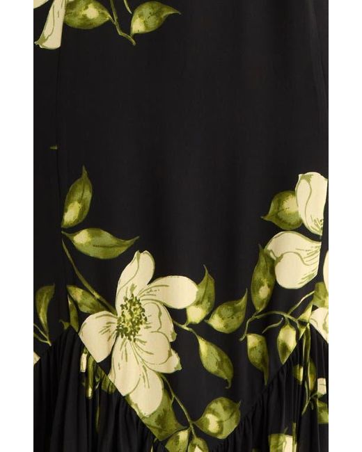 Reformation Black Salvia Floral Flutter Sleeve Mermaid Dress