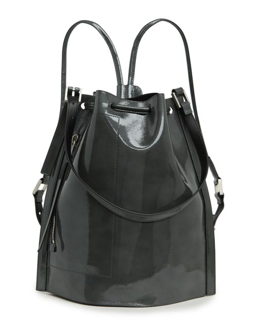 AllSaints Black Alpha S Patent Leather Backpack