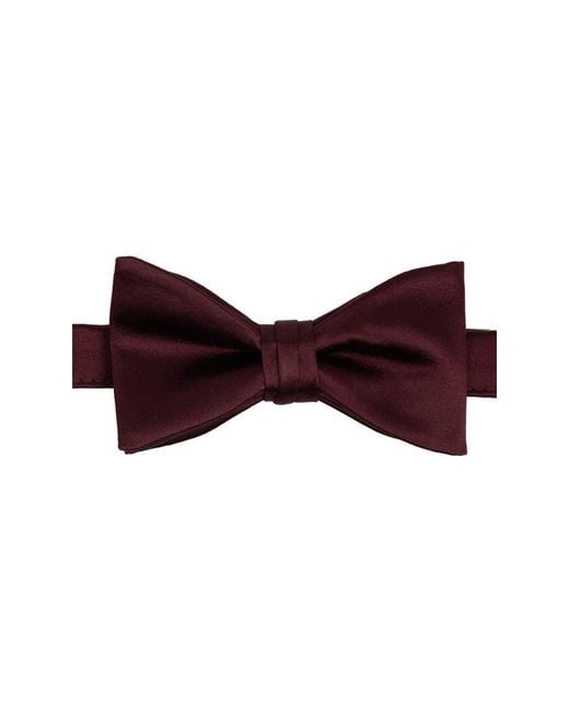 Brooklyn Brigade Red Solid Satin Pre-Tied Bow Tie for men