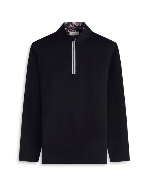 Bugatchi Blue Solid Quarter Zip Pullover for men