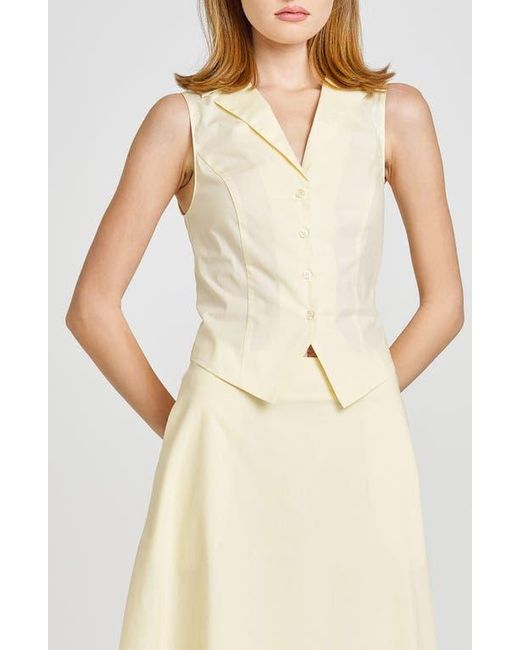 Wayf Natural Lilly Sleeveless Button-Up Top