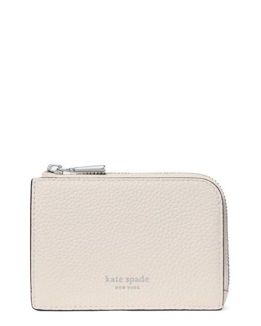Kate Spade Natural Mini Pebble Leather Zip Card Case