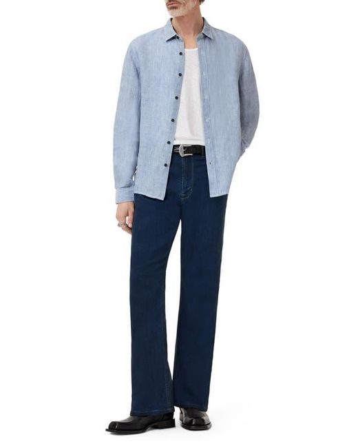 John Varvatos Blue Ben Linen Button-Up Shirt for men