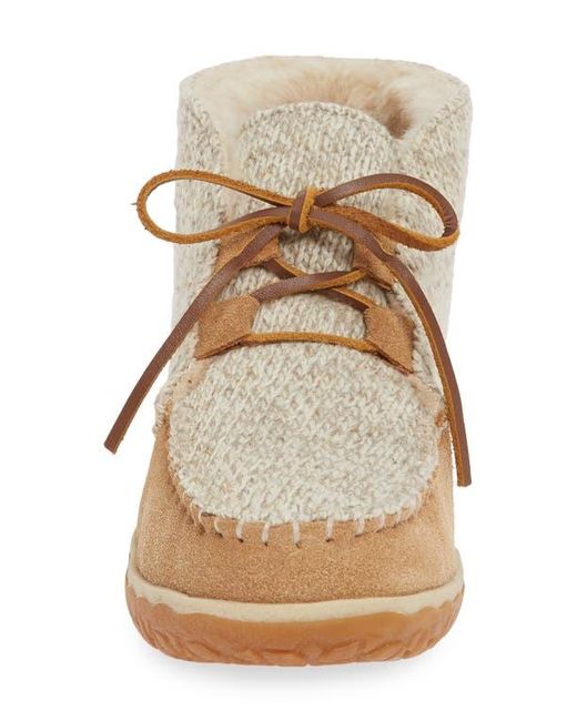 Minnetonka White Torrey Faux Fur Lined Slipper Bootie