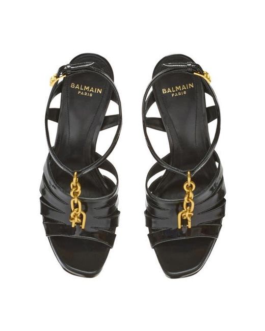 Balmain Black Sync Platform Sandals