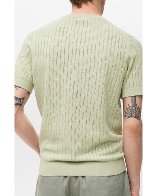 Mango Green Openwork Stripe Cotton Top for men