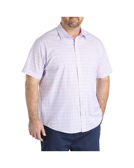 Synrgy by DXL White Big & Tall Quatrefoil Pattern Sport Shirt for men