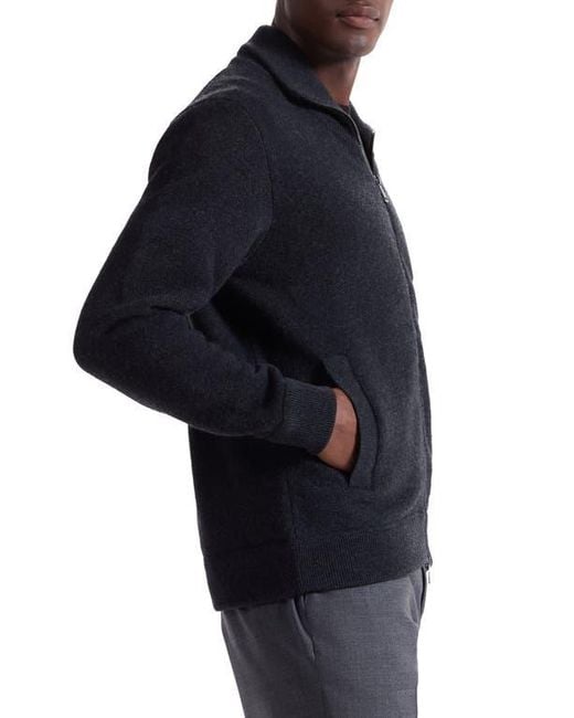 Bugatchi Black Wool Blend Zip Cardigan for men