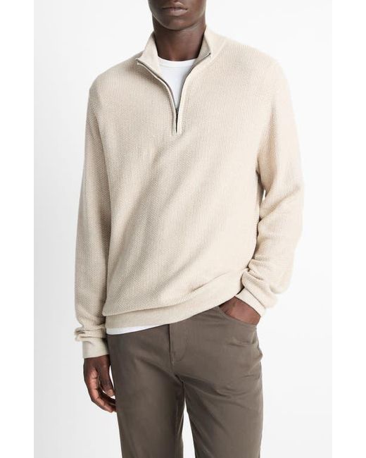 Vince Natural Geometric Jacquard Wool & Cashmere Quarter Zip Pullover for men