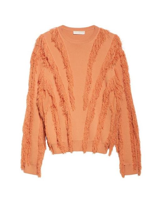 Ulla Johnson Orange Aubree Fringed Sweater