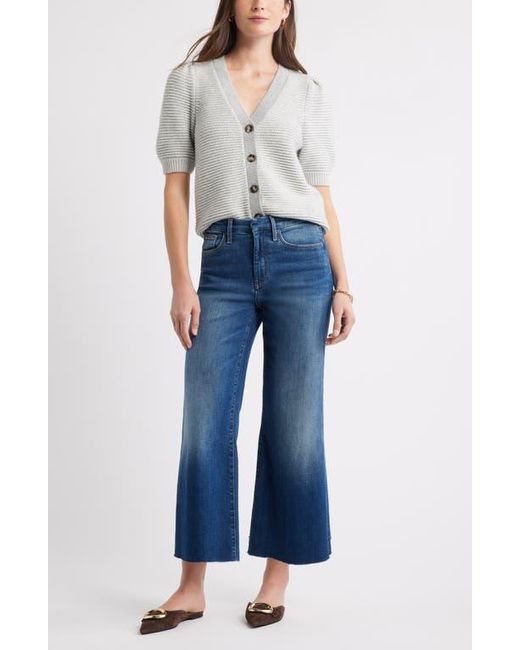 Caslon Gray Links Puff Sleeve Wool Blend Cardigan