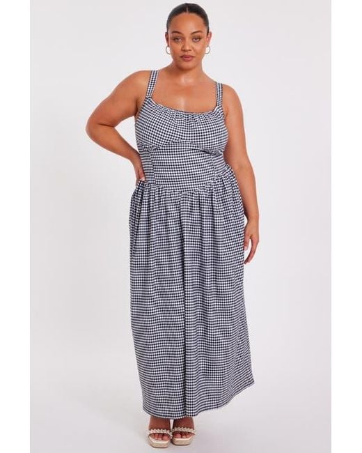 Quiz Women's Black Plus Size Gingham Drop Waist Maxi Dress