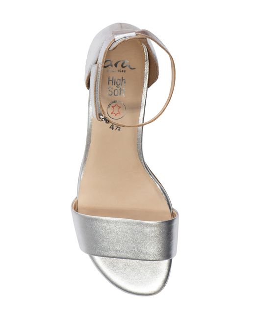 Ara White Pauline Metallic Block Heel Sandal