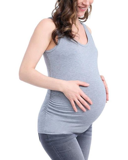Motherhood Maternity Blue Scoop Neck Side-Ruched Maternity Tank Top