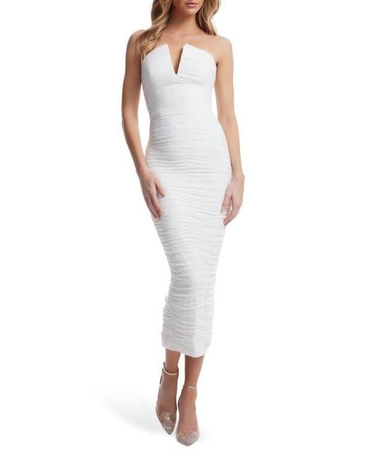 Dress the Population Women's White Ferra Strapless Cocktail Dress Dress the Population Women's White Ferra Strapless Cocktail Dress