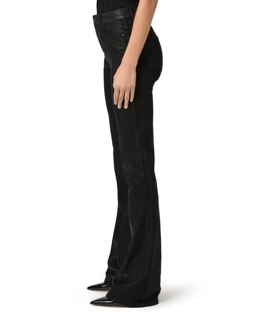 PAIGE Black Laurel Canyon Coated High Waist Bootcut Jeans